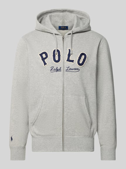 Sweatjacke mit Label-Stitching und Känguru-Tasche Shop The Look MANNEQUINE