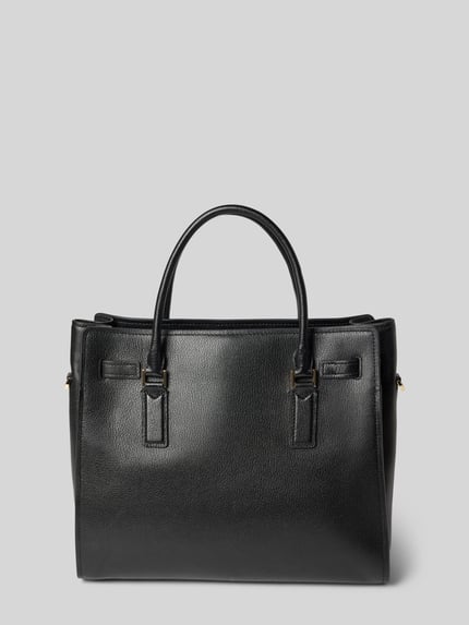 Produktfoto, Handtasche mit Tragehenkel Modell 'HAMILTON' von MICHAEL Michael Kors in Schwarz, glatte Ledertextur, Label-Detail, Hauptfach mit Reißverschluss, Schulterriemen, Innenfach mit Reißverschluss, Maße: Breite 37 cm, Länge 32 cm, Tiefe 12 cm, Länge Schulterriemen 47 cm