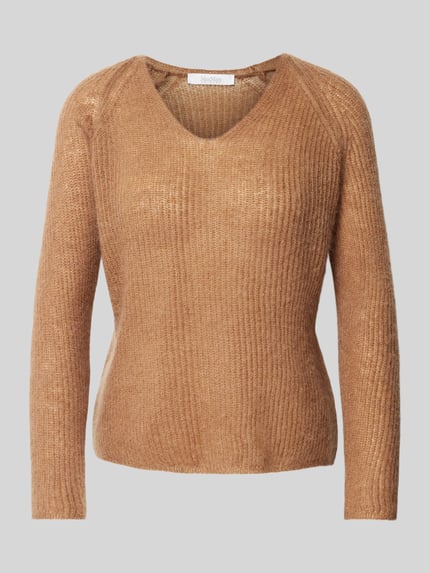 MM by Max Mara Gebreide pullover met structuurmotief, model 'FRESIS' Camel - 2