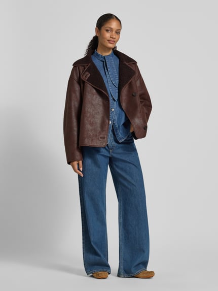 Jake*s Casual Relaxed Fit Jacke mit Teddyfell Dunkelbraun 1