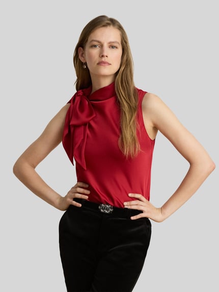Lauren Ralph Lauren Blusentop mit großer Schleife Rot 4