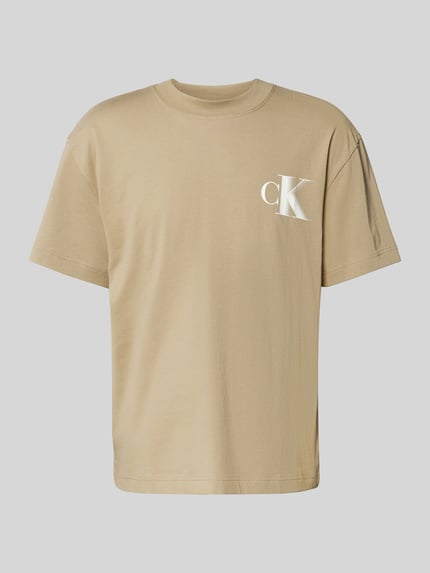 Calvin Klein Jeans T-Shirt mit Label-Print und Rundhalsausschnitt Beige 2