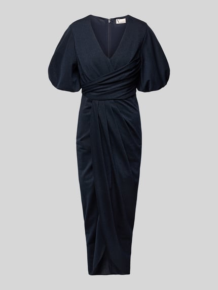 V by Vera Mont Cocktailjurk in wikkellook Donkerblauw - 2