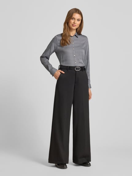 Milano Italy Regular fit blouse van viscose in all-over look Chocoladebruin - 1