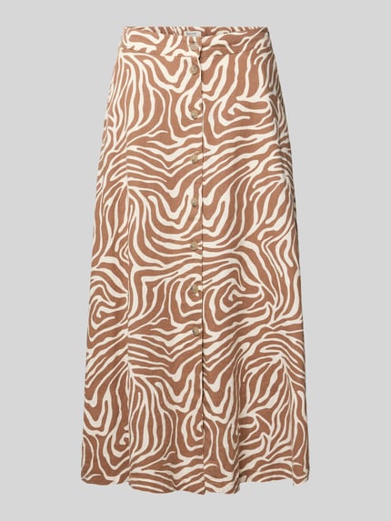 b.young Midirok van linnen-viscosemix met knoopsluiting model 'FALAKKA' Beige - 2