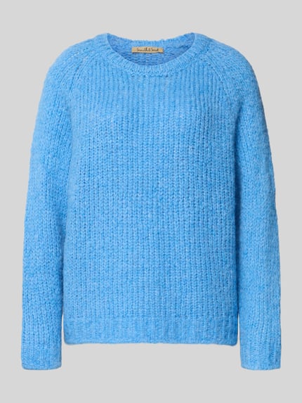 Produktfoto, Strickpullover mit Rundhalsausschnitt van Smith and Soul, Dames, Materiaalmix met alpacamix, regular fit, grof tricot, lichtblauw, ruglengte maat S 61 cm, mouwlengte maat S 62 cm