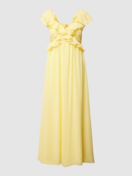 Jake*s Cocktail Maxi-jurk met design met open rug en volants Lichtgeel - 2