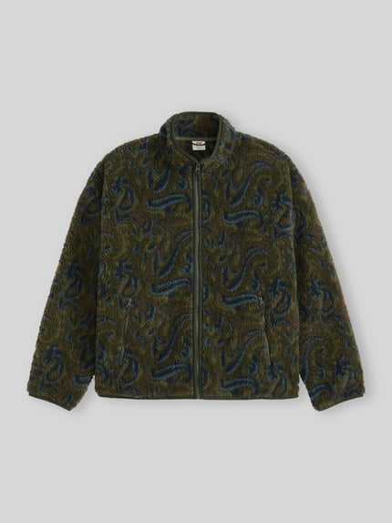 Levi's® Boxy Fit Fleecejacke mit Stehkragen Modell 'NOLAN' Khaki 2