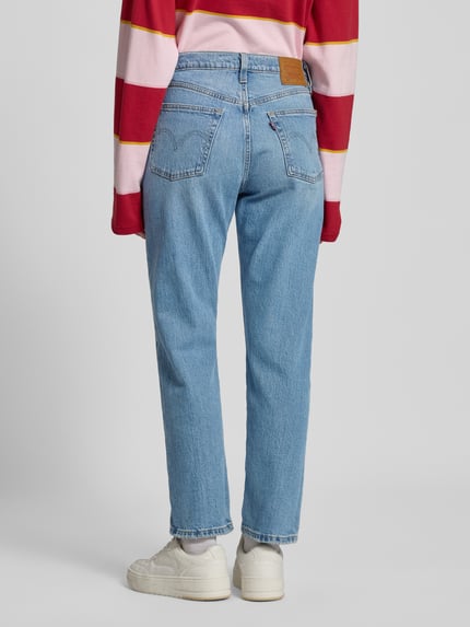 Levi's® Jeansy o kroju straight fit z wpuszczanymi kieszeniami model ‘501 CROP’ Ciemnoniebieski 5