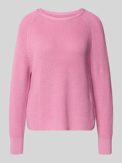 Produktfoto, Regular Fit Strickpullover aus reiner Baumwolle von Marc O'Polo, różowy kolor, dzianina, dekolt okrągły, długie raglanowe rękawy