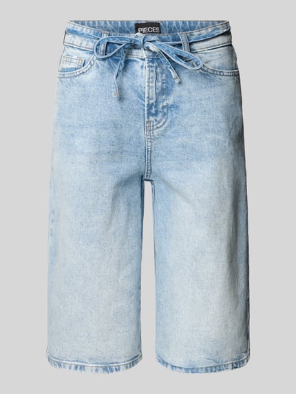 PIECES Szorty jeansowe o luźnym kroju z mieszanki bawełny model ‘SELMA’ Jeansowy niebieski 2