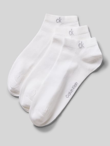 Produktfoto, weiße Socken aus Baumwoll-Mix im 3er-Pack von CK Calvin Klein, glatte Struktur, schlichter Look, Herren Socken