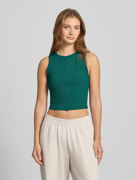 Karo Kauer Korte tanktop met labelpatch Donkergroen - 4