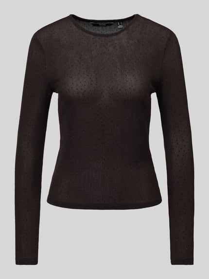 VERO MODA Langarmshirt mit Strasssteinen Schoko Melange 2