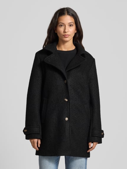 ICHI Relaxed Fit Mantel aus Woll-Mix Modell 'Tipa' Black 4