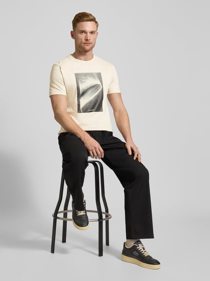CK Calvin Klein T-shirt met labelprint Beige - 1
