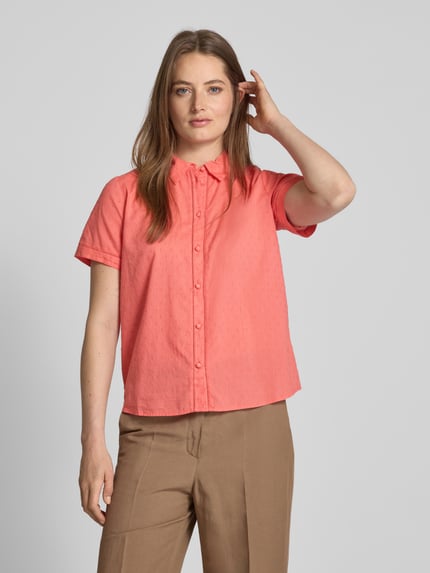 VILA Regular fit blouse met platte kraag, model 'TUTTY' Koraal - 4