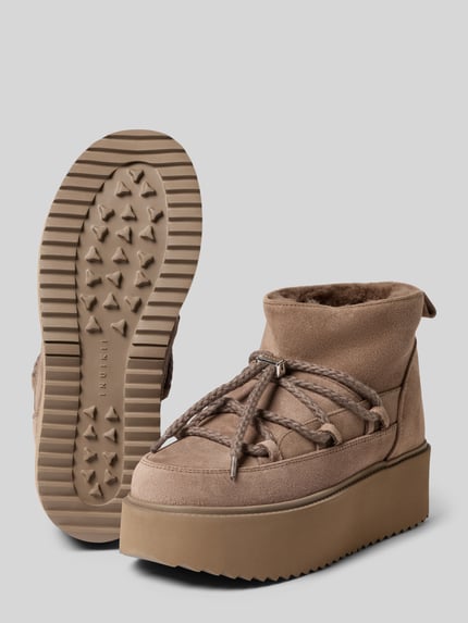 INUIKII Snowboots van leer met plateauzool Taupe - 4