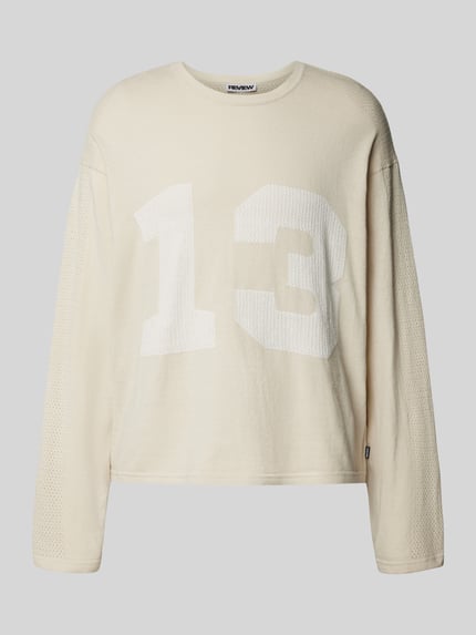 REVIEW Gebreide pullover met extra brede schouders Ecru - 2