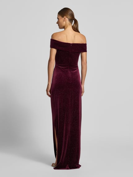 Christian Berg Cocktail Maxikleid aus Samt im Off-Shoulder-Look Aubergine 5