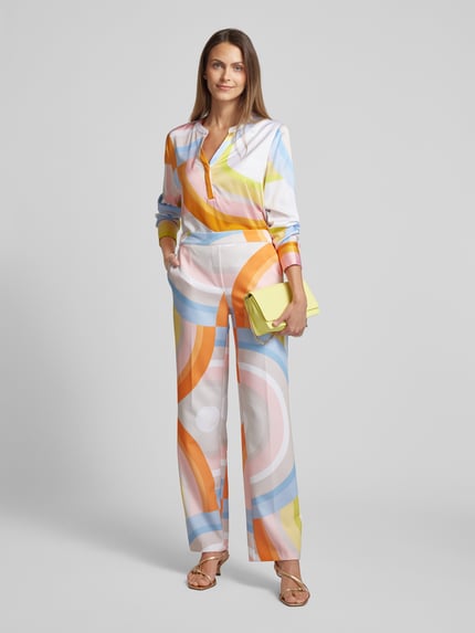 HERZENS Straight leg stoffen broek met all-over print Oranje - 1