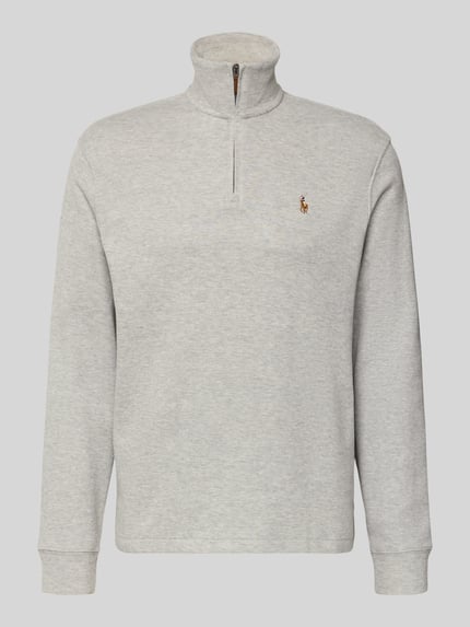 Polo Ralph Lauren Regular Fit Troyer aus reiner Baumwolle Hellgrau Melange 2
