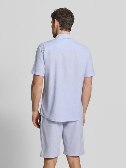MCNEAL Regular Fit Freizeithemd aus Leinen-Baumwoll-Mix Eisblau 5