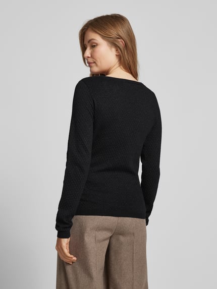 VERO MODA Regular Fit Strickpullover mit Effektgarn Modell 'CARE SHINE' Black 5