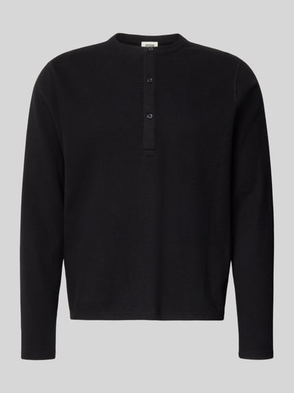 Produktfoto, zwart Regular Fit sweatshirt met katoenmix, knoopsluiting, Model 'MALIOR' van DRYKORN, heren, ruglengte 63 cm, mouwlengte 69 cm