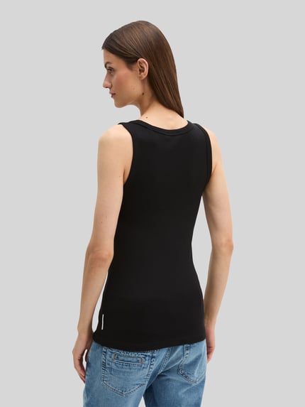 Marc O'Polo Slim fit tanktop van katoenmix Zwart - 5
