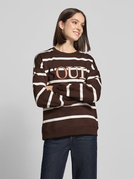 Smith and Soul Oversized sweatshirt van katoenmix met geborduurd logo Donkerbruin - 4