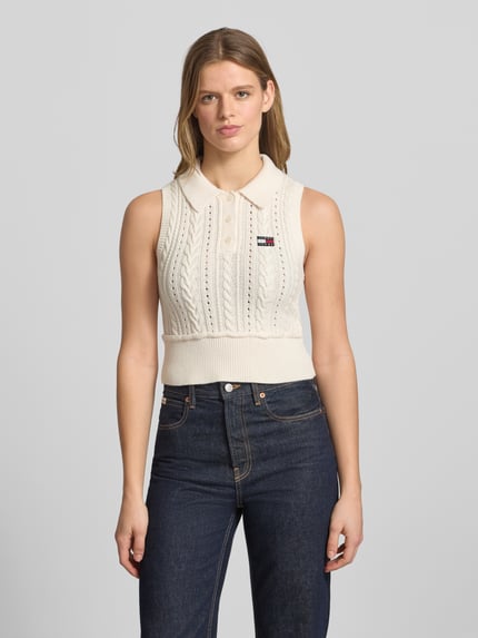 Tommy Jeans Slim Fit Pullunder aus reiner Baumwolle Weiss 4