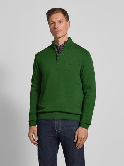 Fynch-Hatton Strickpullover mit Troyer-Kragen Gruen 4