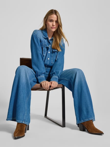 GUESS Jumpsuit in denimlook met borstzakken Jeansblauw - 3