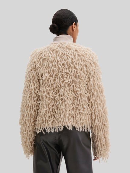 Marc O'Polo Strickjacke aus Wolle Alpaka mit Fransen Stein 5