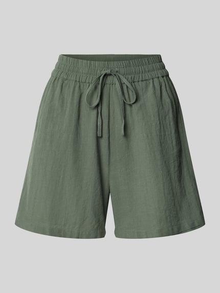 Produktfoto, Regular Fit Bermudas aus reiner Baumwolle Modell 'TIZANA' von Only, kolor zielony, krój regular fit, tunel, ściągacz, wpuszczane kieszenie, wykończenie materiału: cieniowana przędza, bawełna