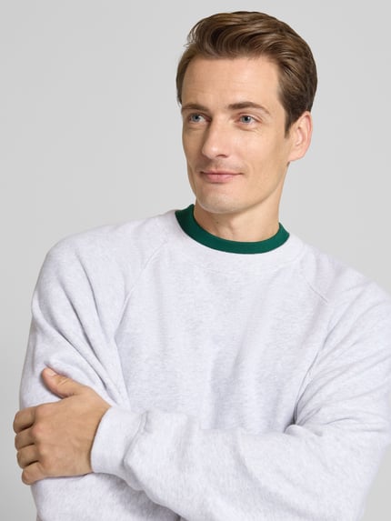 American Vintage Sweatshirt mit gerippten Abschlüssen Modell 'ATUBAY' Hellgrau Melange 3