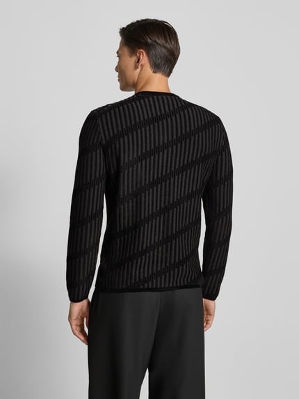 Emporio Armani Regular Fit Strickpullover aus Leinen-Viskose-Mix Black 5