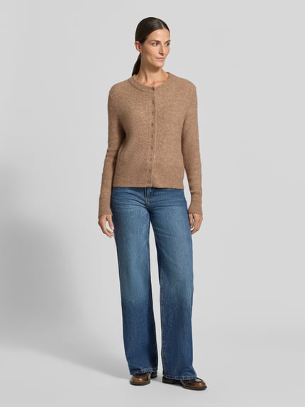OPUS Cardigan Modell 'Dreni' aus Alpaka Mix Taupe 1