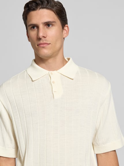 Forét Poloshirt mit gerippten Abschlüssen Modell 'ASTERN' Offwhite 3