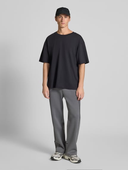 REVIEW Straight Leg Sweatpants mit elastischem Bund Dunkelgrau 1