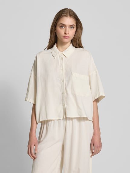 REVIEW Boxy Fit Hemdbluse mit Leinen-Anteil Offwhite 4