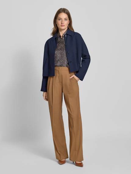 BOSS Regular fit korte blazer van pure viscose Marineblauw - 1
