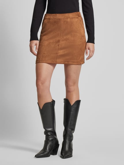 VERO MODA Minirok in leerlook, model 'DONNA DINA' Cognac - 4