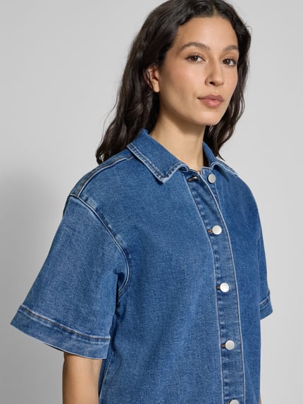 YAS Bluzka jeansowa o kroju regular fit z rękawem o dł. 1/2 model ‘DOLMA’ Jeansowy niebieski 3