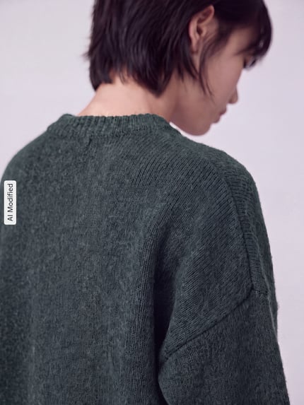 VERO MODA oversized pullover met wol model 'BOOM' Donkergroen - 3