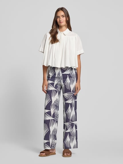 GUIDO MARIA KRETSCHMER WOMAN Wide Fit Stoffhose mit floralem Allover-Print Modell 'Lani' Blau 1