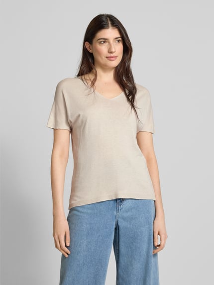 ZABAIONE T-Shirt mit V-Ausschnitt Beige 4