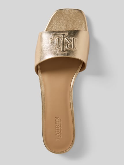 Lauren Ralph Lauren Slides aus Leder mit Logo-Detail Modell 'EVERLEY' Gold 3