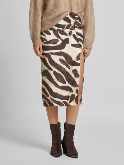 MANGO Midirock mit seitlicher Raffung Modell 'POSITO' Beige 4